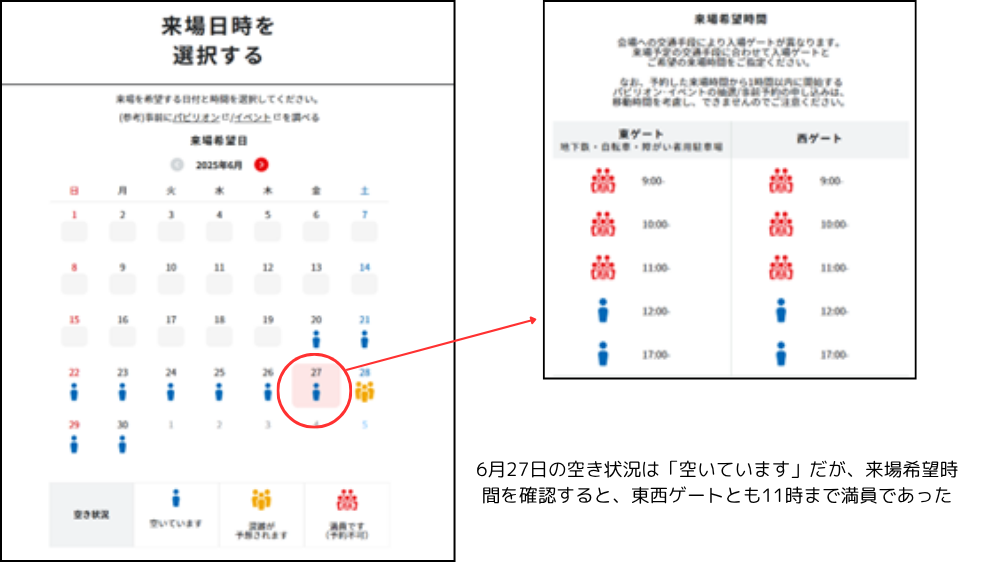 来場予約のスクショ