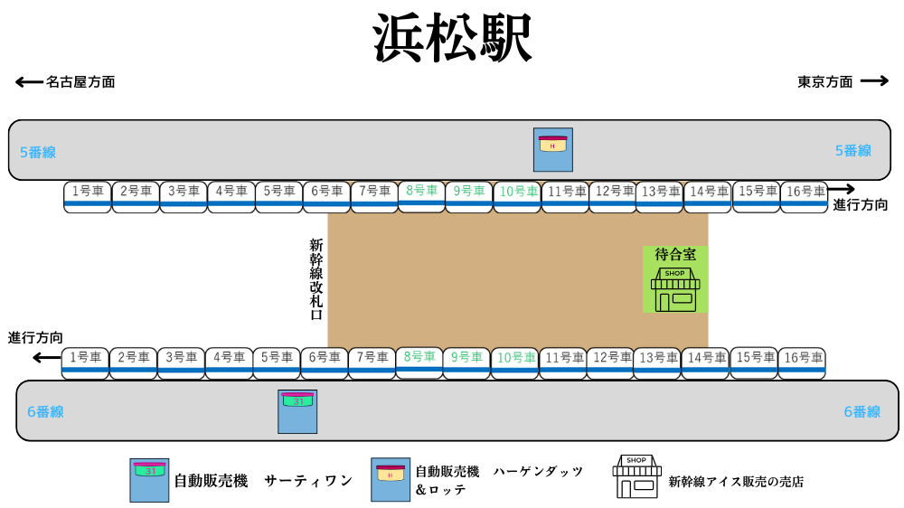 浜松駅のアイス売場の案内図
