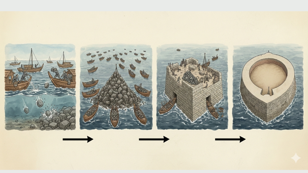 第三海堡建造プロセス イメージ図