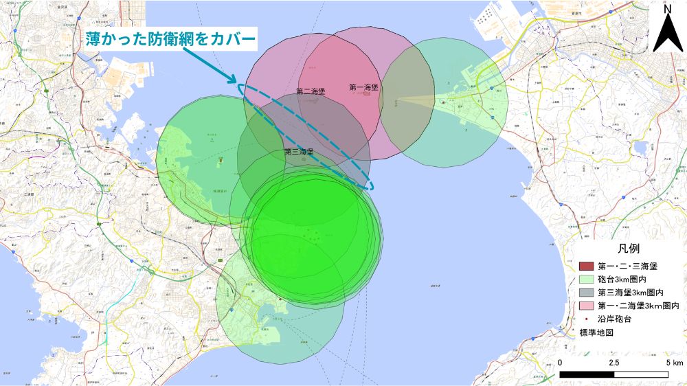 第1~3海堡の防衛網