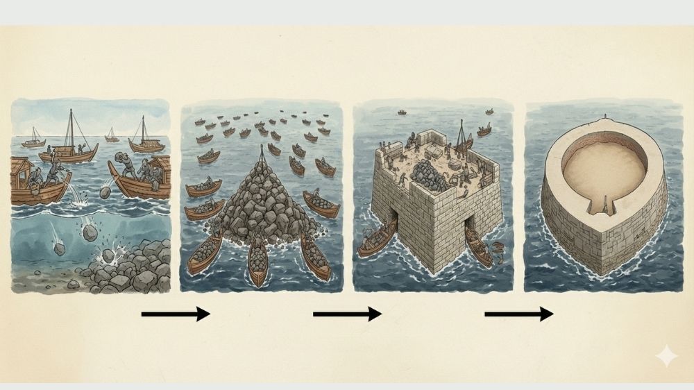 第三海堡建造プロセス イメージ図